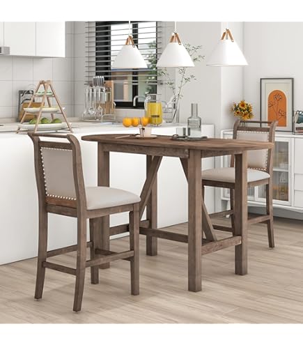 Amazon.com - Merax 3-Piece Wood Counter Height Drop Leaf